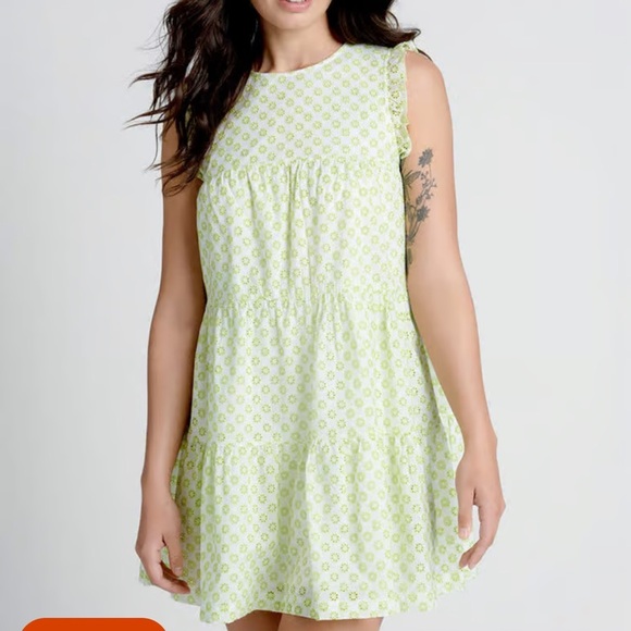 ModCloth Day Tripping Eyelet Flower Fields Trapeze Dress - Picture 1 of 8